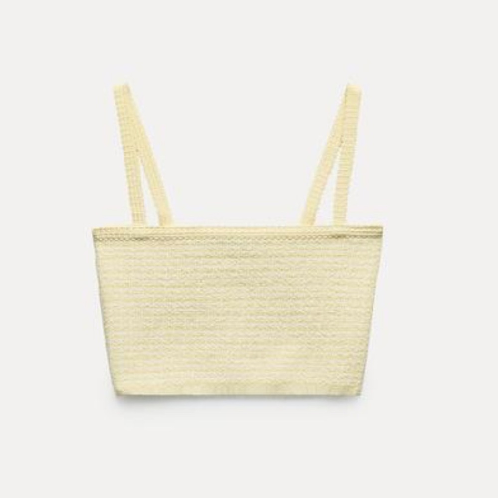 Zara Yellow Knit Crop Top Small 1822/113